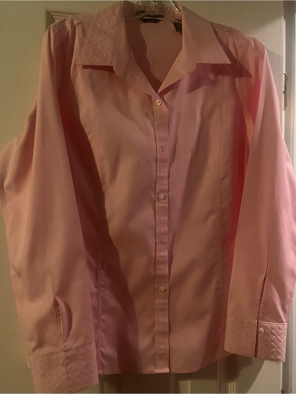 Womens Pink Button-Up Dress Shirt